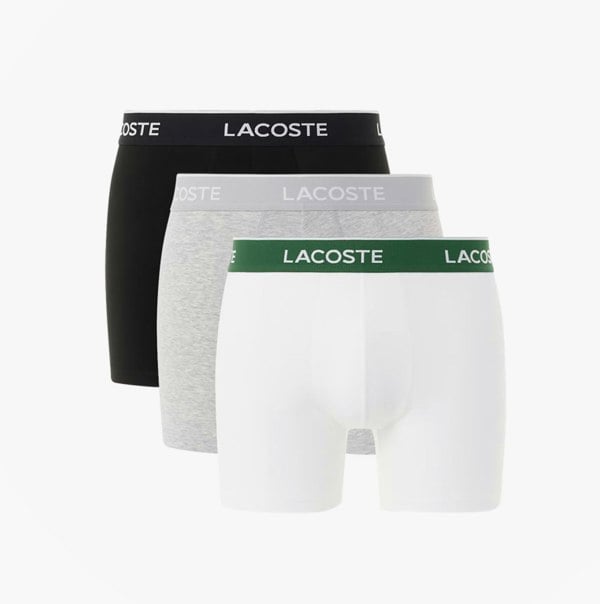 Lacoste 3 Pack Boxer Briefs Mens Boxer Briefs Black/White/Silver Chine
