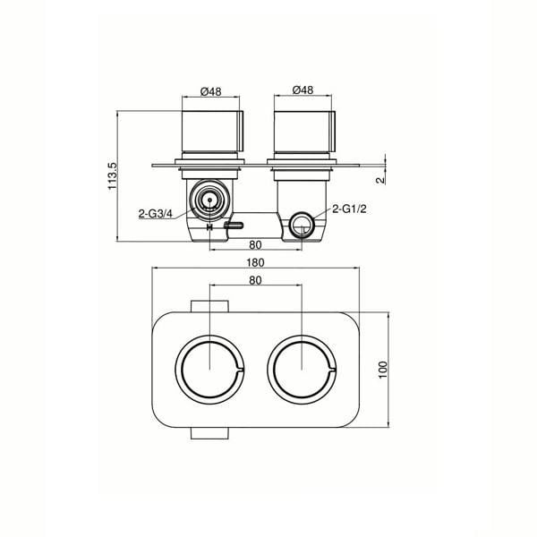 Flode Solna | RD Style 2 Funcs Conc Valve Shower Kit | Chrome