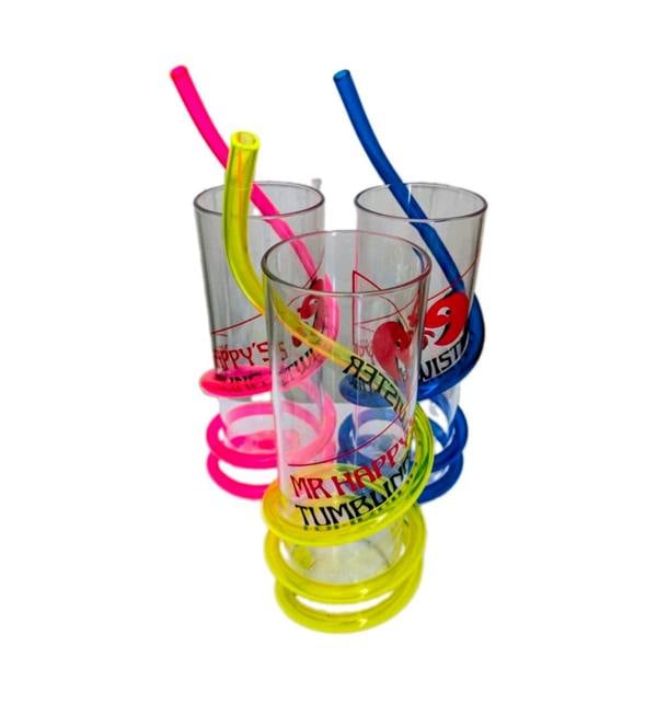 Bundled Gifts Mr Happy twisty straw tumblers