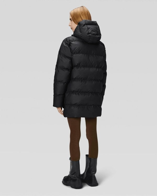 Rains Alta Long Puffer Cargo Jacket - 01 Black