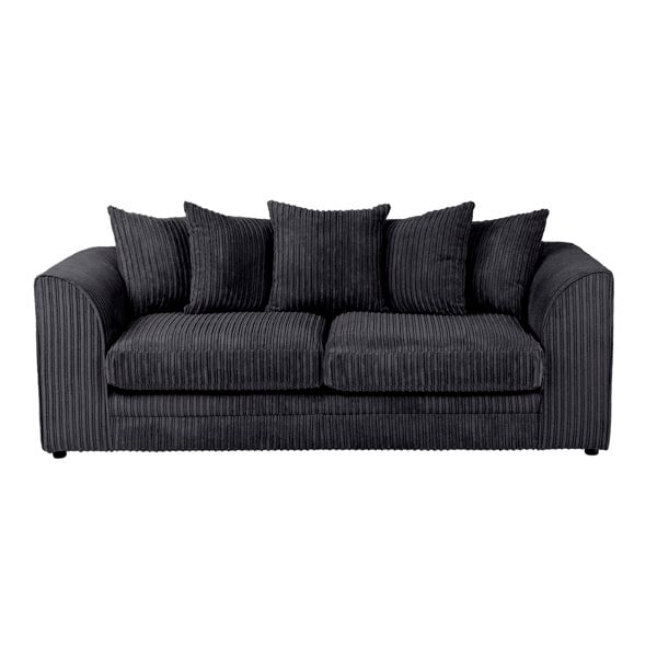 SQUAREBOXX Dylan Jumbo Cord 3+2 Seater Fabric Sofa in Black