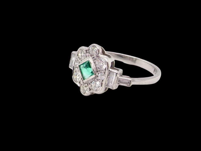 Vintage Tom An Art Deco style Emerald and Diamond ring