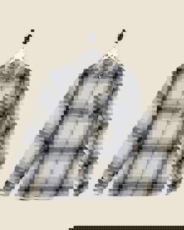 Larsson & Co Cream With Navy Check Textured Overshirt