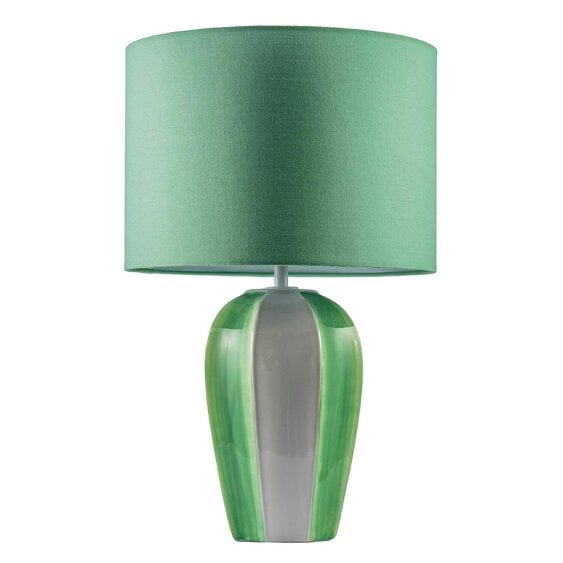 Happy Homewares Elegant Hand Painted Emerald Green Ceramic Gloss Table Lamp with Shade
