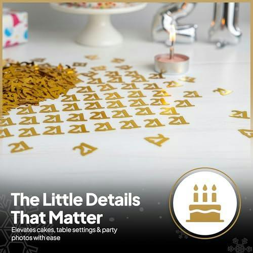 21st Birthday Gold Metallic Confetti Pack, Table Decoration in 1, 2 or 4 Packs image 6