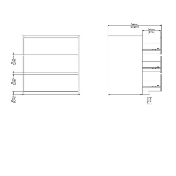 Wyld Haus Salzburg White Wooden Chest 3 Drawers