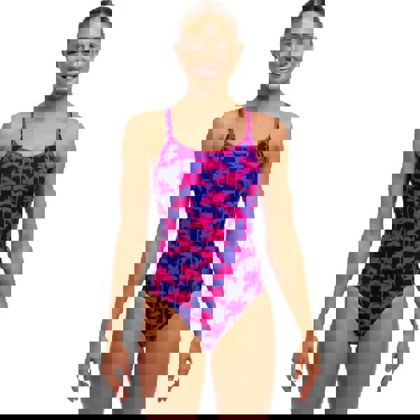 Funkita Pinky Palms Diamond period proof swimsuit in pink navy