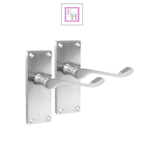 EDH Door Hardware Satin Chrome Victorian Scroll lever Latch Modern Door Handles, 6 Pairs