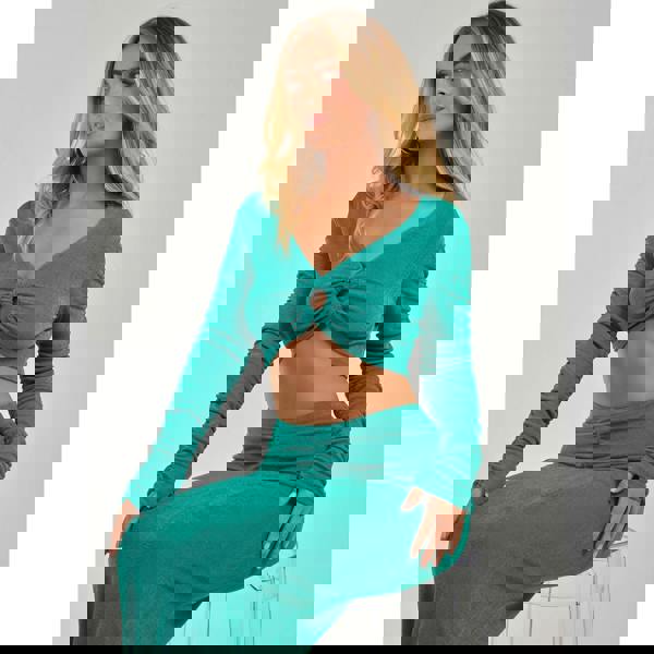 Pink Vanilla Shimmer Ruched Ring Detail Top