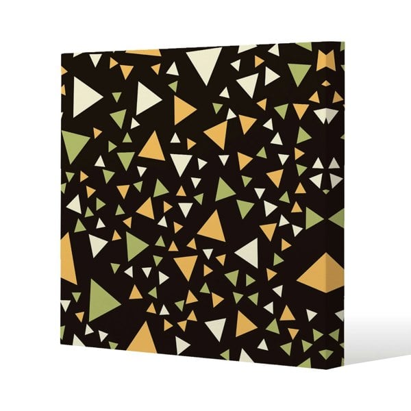 Benjamin Tate Design Yellow  Green Triangles Slim Style Canvas Print  60x60cm , 15mm Slim Real wood.