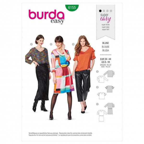 Burda Sewing Pattern 6155 Tops and Dresses For Women, 34 to 44 - Easy