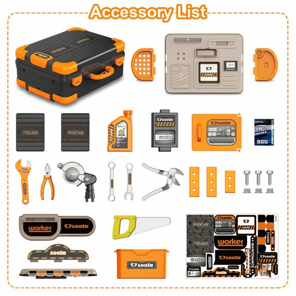 deAO Toys 31-Piece Kids Tool Workbench & Suitcase Playset | Portable DIY Construction Toy with Tools