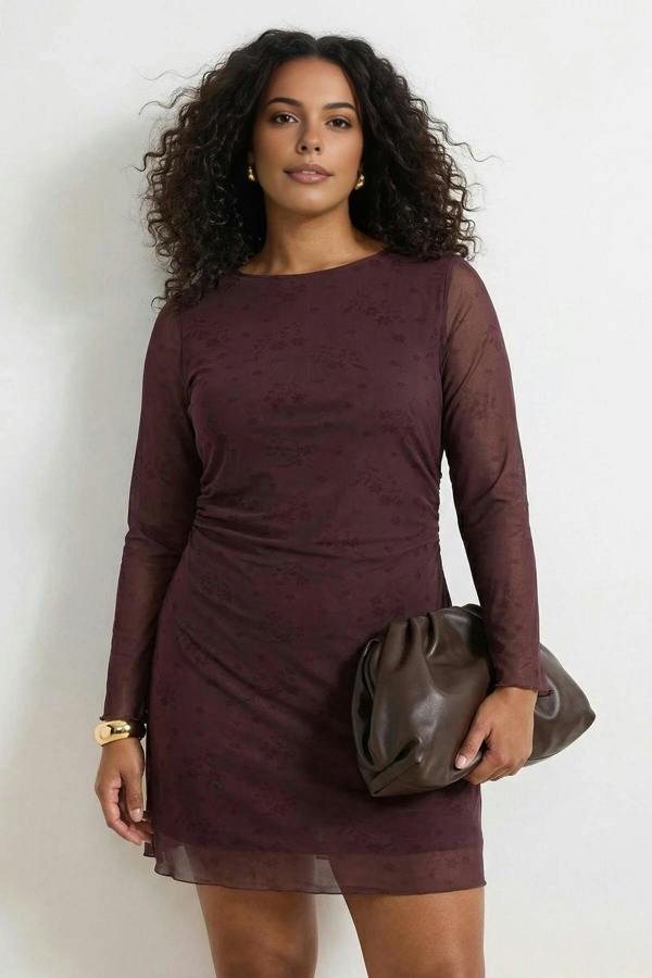 WOVCOR A-Line Mini Knitted Plus Size Dress