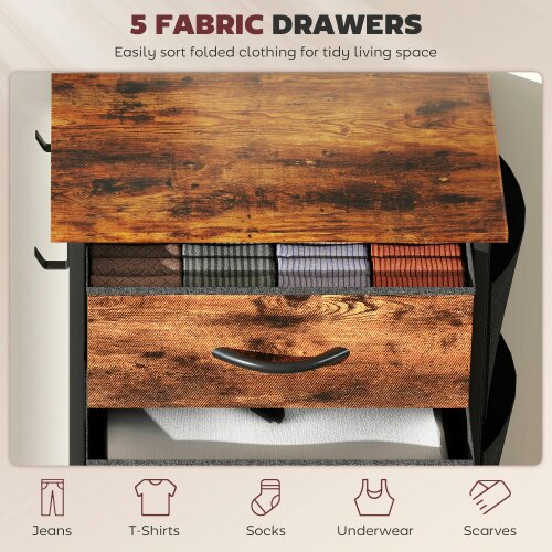 Wyld Haus Kepa Fabric And Metal Rustic Brown 5 Drawer Storage Chest