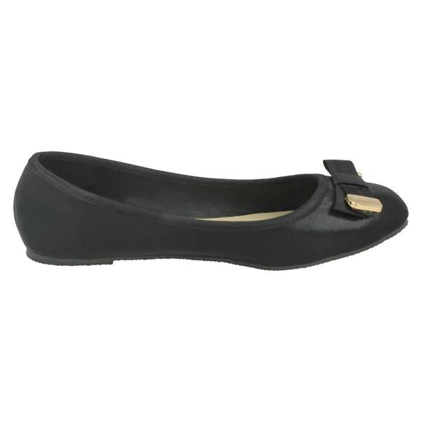 Spot On Ladies Spot On Ribbon Bow Vamp Ballerinas