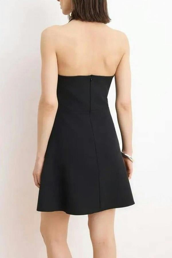 WOVCOR V-Neck Mini Stretchy Woven Dress with Ruffles