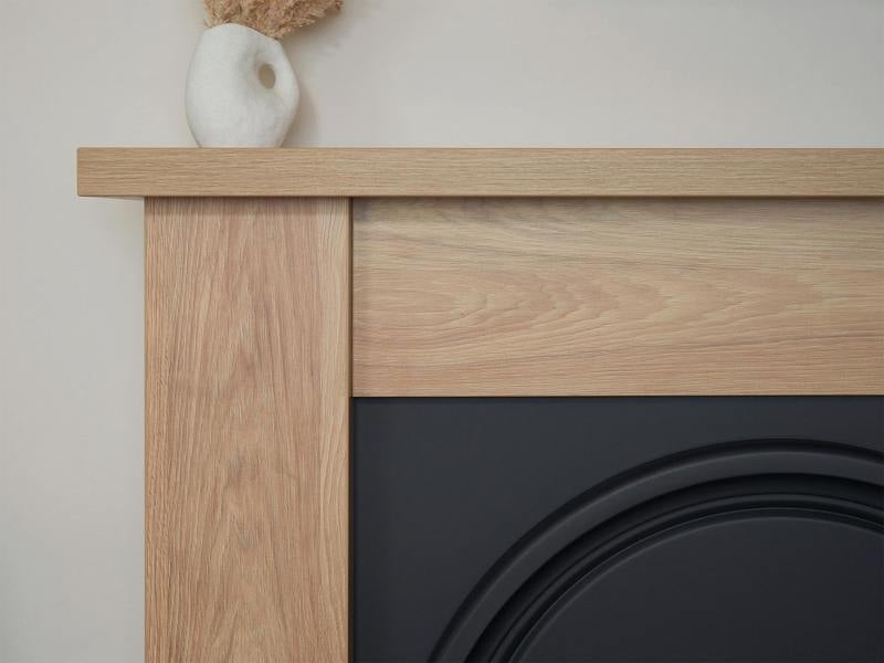 Adam Burlington Electric Fireplace Suite in Oak & Charcoal Grey, 43 Inch