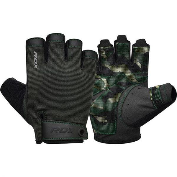 RDX Sports GYM TRAINING GLOVES T2 HALF ARMY GREEN PLUS