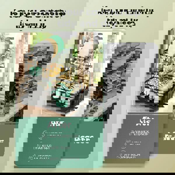 Toque Dish Drying Drainer Rack 3 Tier with Drip Tray Plate Cup Cutlery Holder