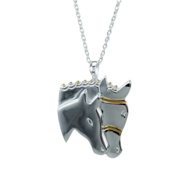 Sterling Silver Mare And Foal Head Necklace - Reeves & Reeves