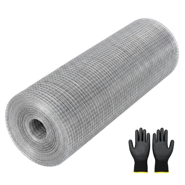 Lambu Rodent Mesh Galvanised Steel Wire Grid 12mx40cm Roll for Garden Silver