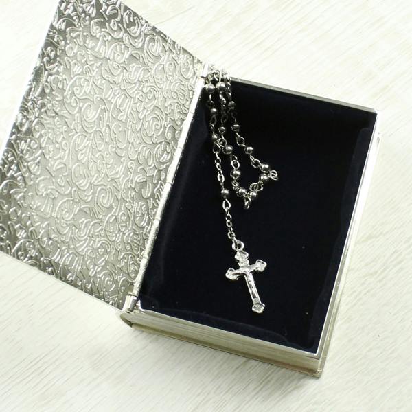 Abode Home & Gifts Personalised First Holy Communion Bible Trinket Box with Rosary Beads