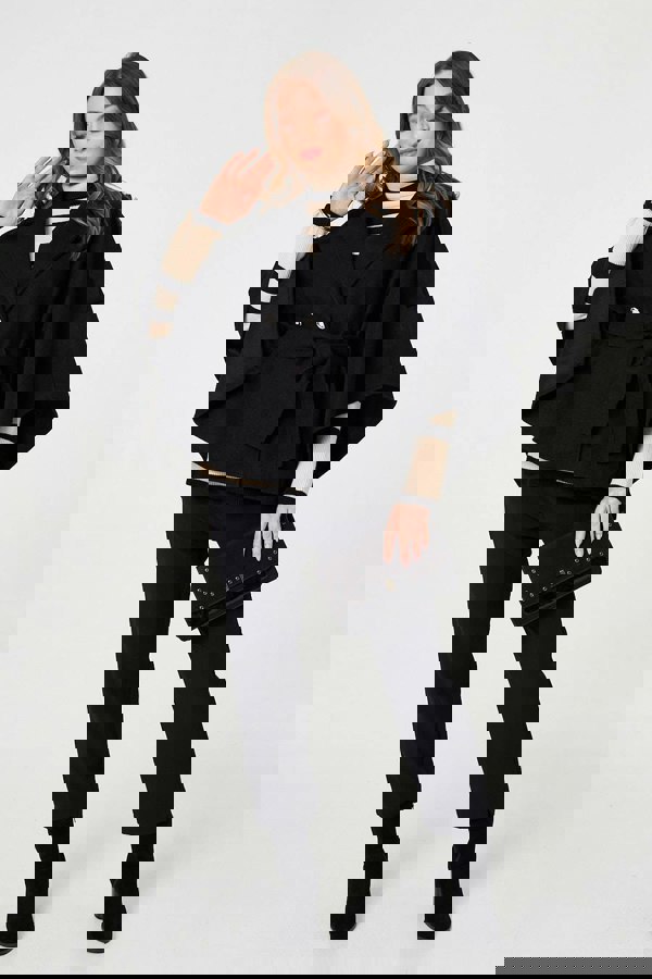 Black | Cape Coat With Belt
