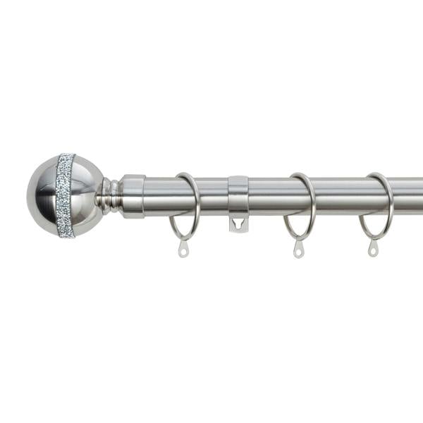 A.Unique Home Diamante Ball Metal Extendable Curtain Pole with Rings and Fittings, In a Variety of Colours and Sizes (25/28mm)