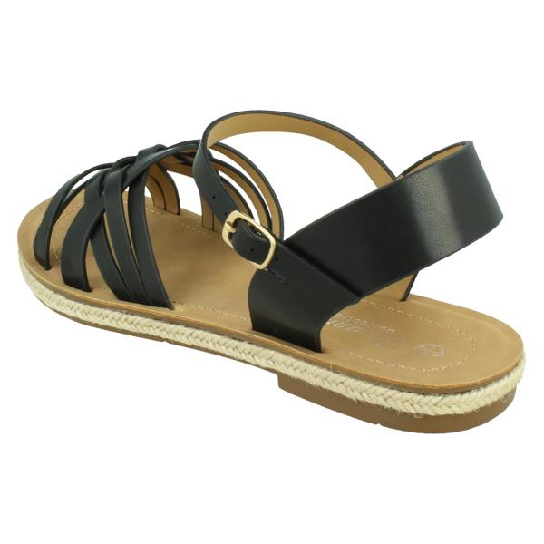 Savannah Ladies Savannah Flat Ankle Strap Sandal with Weaved Upper F00442