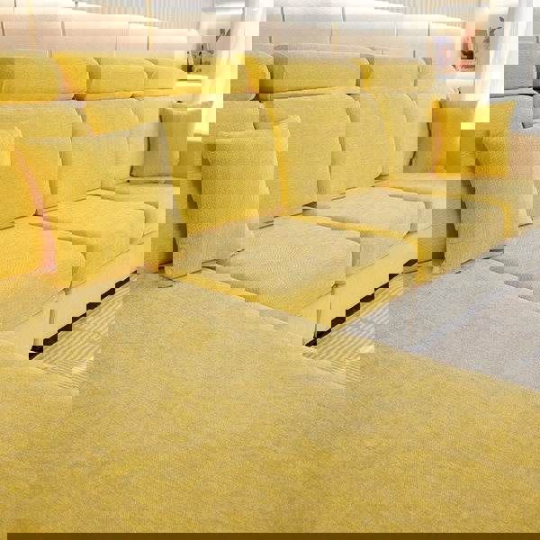 Anyhouz Anyseat Sofa Cover Pastel Yellow L-Shape Polyester Chenille Thick Stretchable Cushion For Living Room Enlarge Size Large