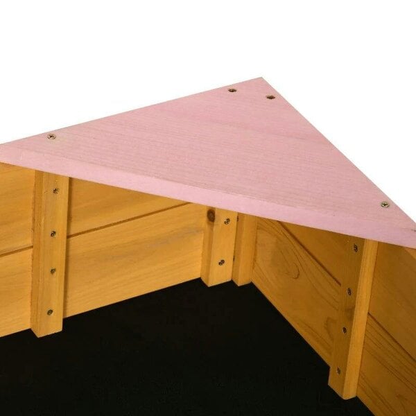 Bobobiy Kids Wooden Sand Pit, Children Sandbox, with Four Seats, Non-Woven Fabric, for Gardens, Playgrounds