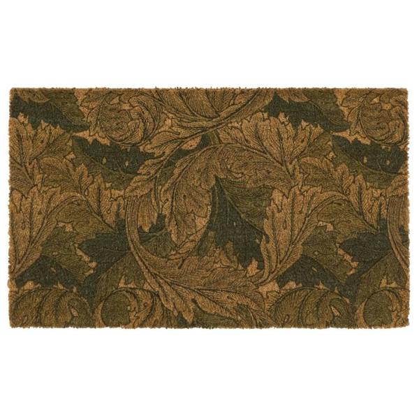 Decorative doormat with leaf pattern on a white background