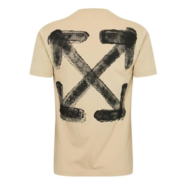 Off White Mens Spray Logo Regular T-Shirt - Brown/Black - 