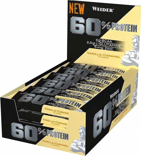 Weider 60% Protein Bar, Vanilla-Caramel - 24 x 45g