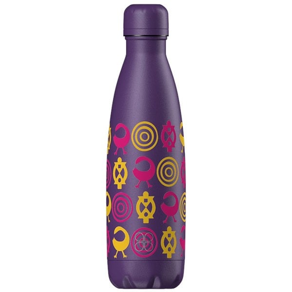 Purple Stainless Steel Water Bottle With African Inspired Adinkra Design