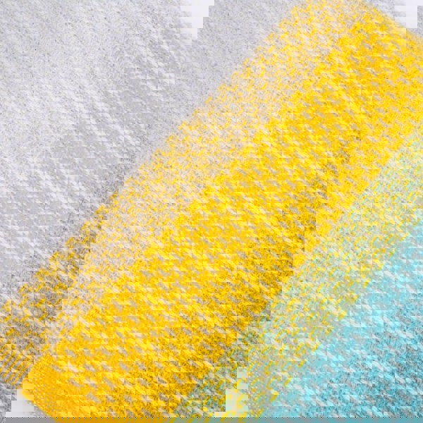 Evening Tales - Pure New Wool Blanket - Super Fluffy - Yellow, Turquoise & Grey - Heating & Plumbing London - Throw