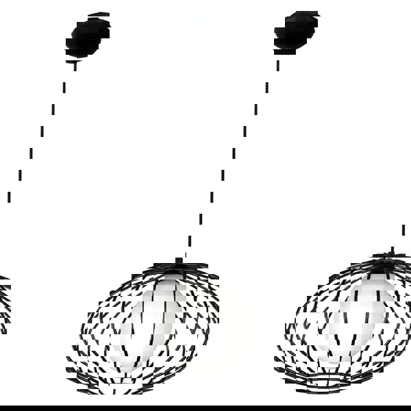 Milagro Kronos Pendant Lamp 1XE14 Industrial Chic With The Flattened Cage Surrounding The Elegant Glass Shade