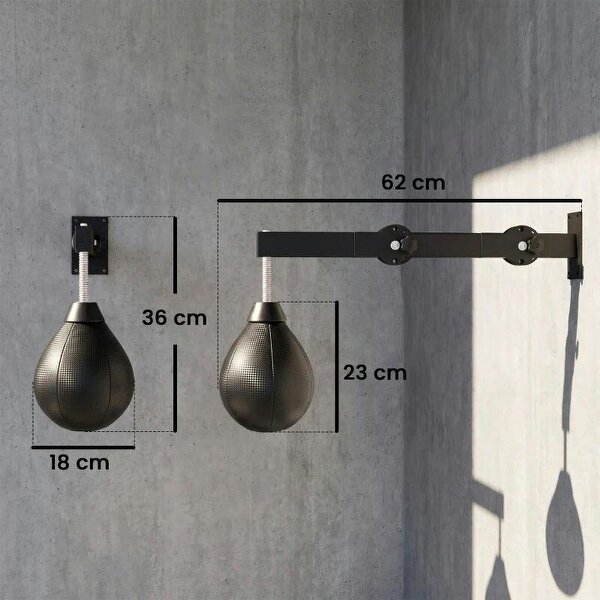 Wall Mount Speed Bag, Height Adjustable Boxing Speed Bag with Manual Air Pump and Wrenches, Home Gym Workout Equipment