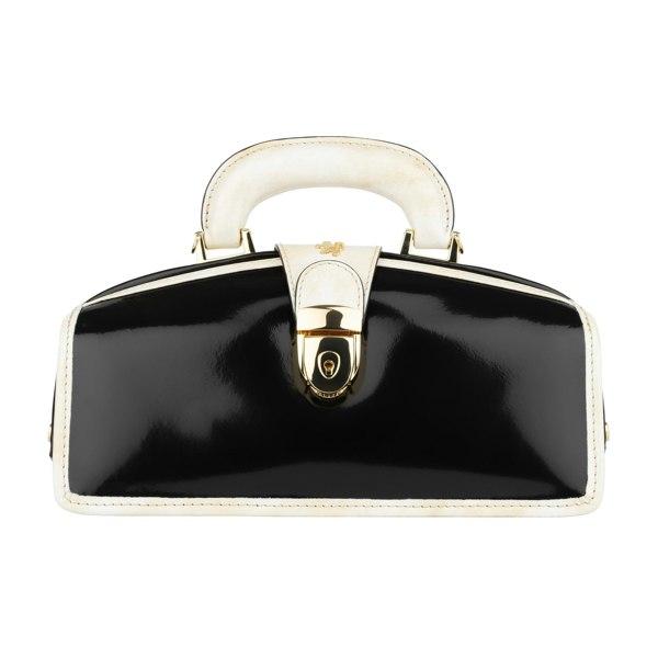 Embassy London Gazelle - Black & Cream - Women’s mini patent leather top handle & crossbody bag