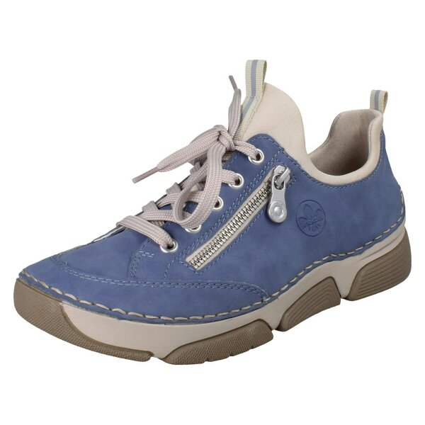 Rieker Ladies Sneakers By Rieker Lace Up Shoes 45973 - Blue