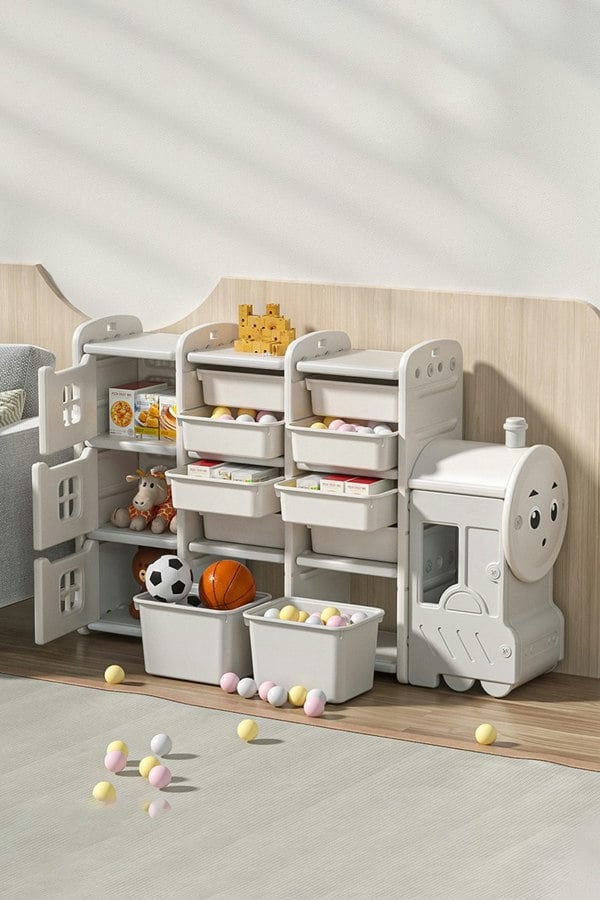 Living and Home Cute Toys Storage Rack for Kids Floor Standing Train