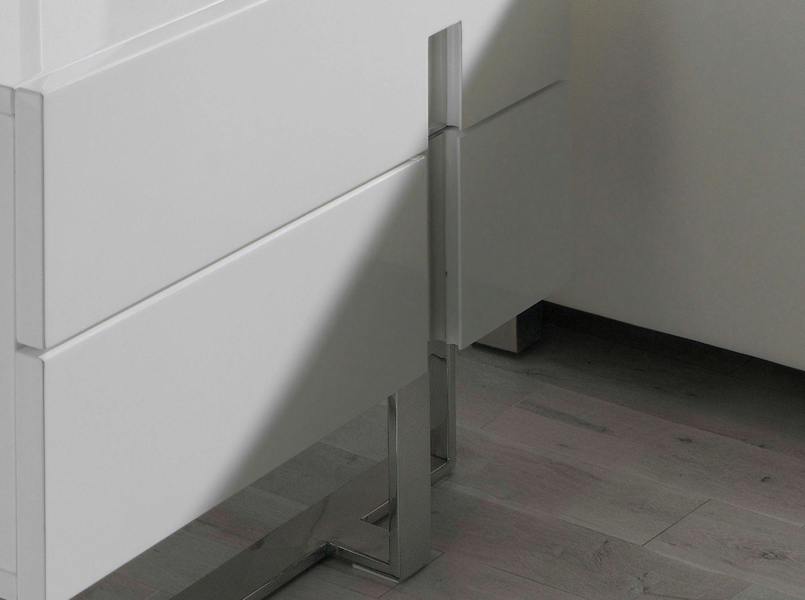 Angel Cerdá Bedside Table White Wood and Chrome Plated Steel 7003