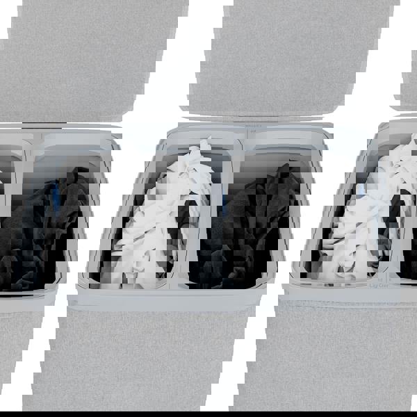 Gr8 Home Grey Double Laundry Seperation Hamper Bin Large Clothes Washing Basket With Lid