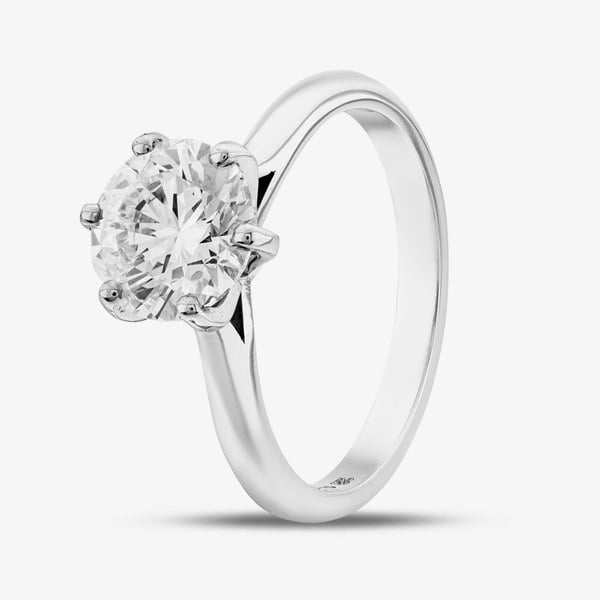 T. H. Baker Platinum Lab Grown 2.01ct Brilliant Cut Diamond Solitaire Ring 01HLY-P012