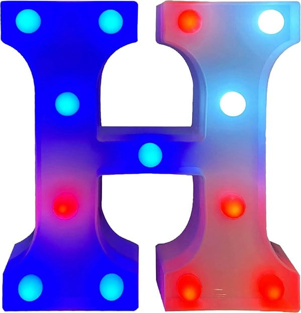 St Helens Battery Operated RGB Letter   With Remote Control Letter H