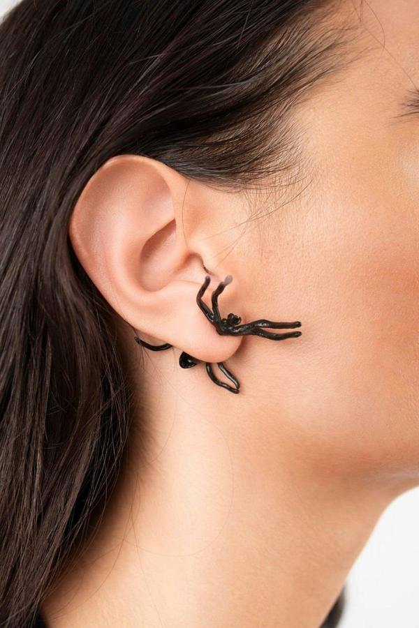 Anara Statement Spider Wrap Ear Cuff - Black