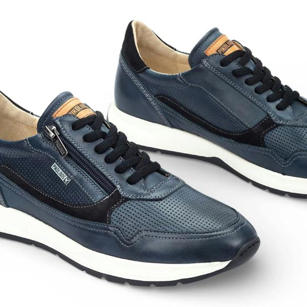 Pikolinos Getafe - Men's Blue Leather Easy Wear Sneakers