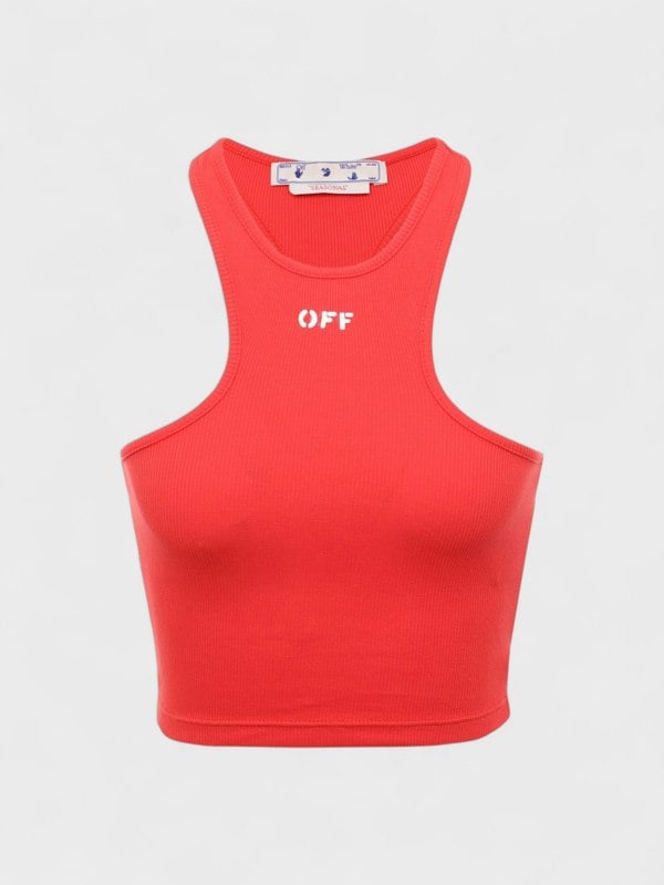 Off-White Off Stamp Ribbed Rowing Top Red