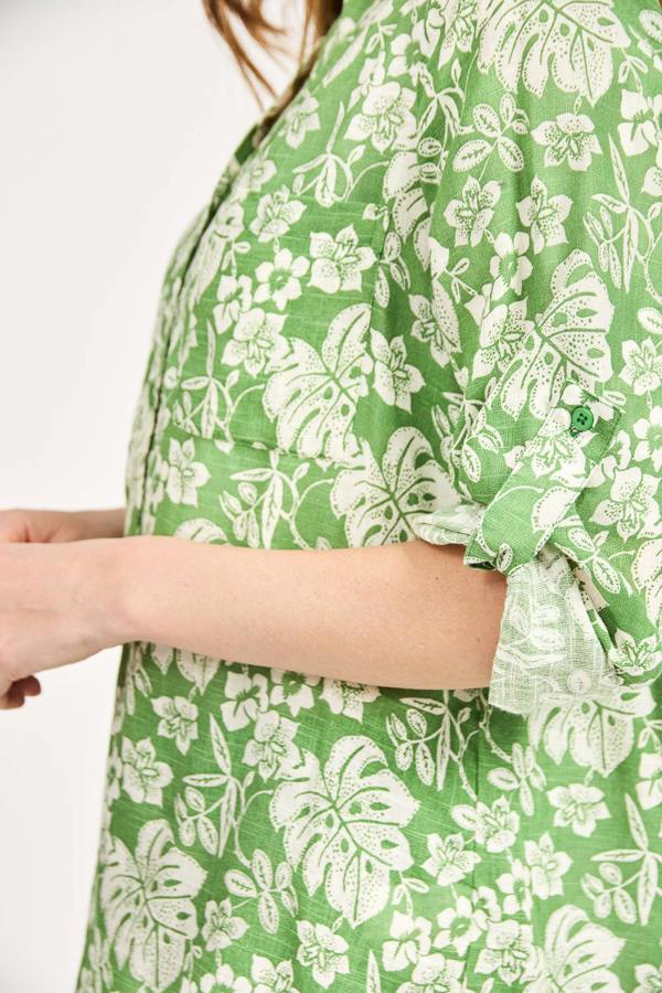 Mudflower Leaf Print Cotton Shirt