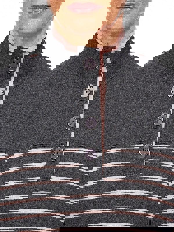 PennyPlain Striped Funnel Neck Top - Charcoal